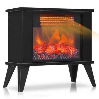 14 Inches Portable Electric Fireplace Heater with Realistic Flame Effect-Black